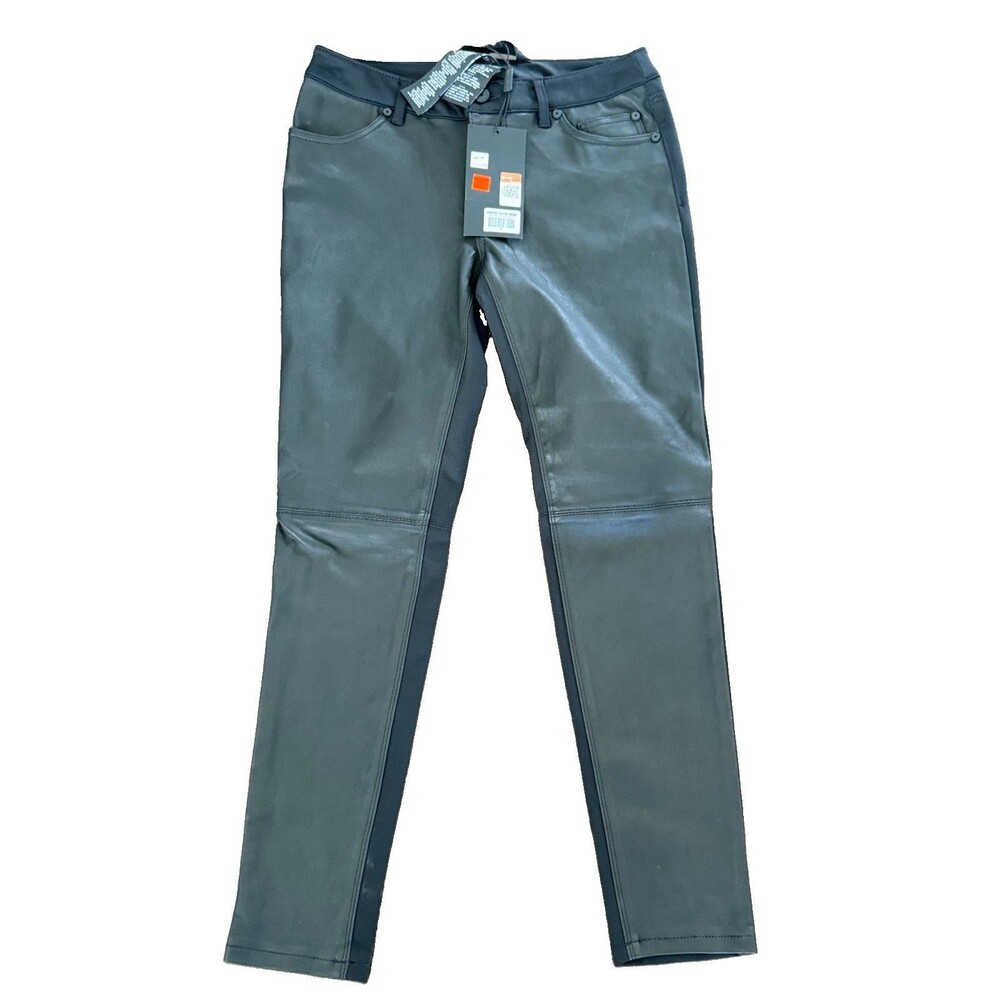 Harley-Davidson Genuine Leather Skinny Pants Women Sz 28 Black Biker Rocker NWT - Picture 2 of 13